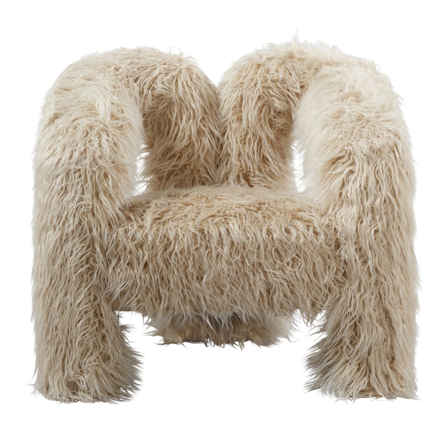 Freyja Ivory Faux Mongolian Fur Tripod Accent Armchair